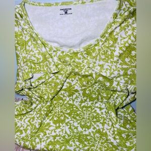 Jones‎ New York Sport Women’s Green Floral Short Sleeve Top Tshirt Size M